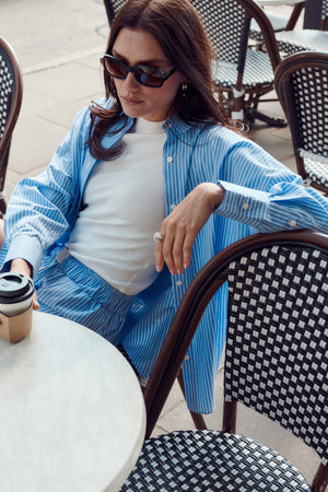 Shirt in cotton / 12 / 16 / blue stripes