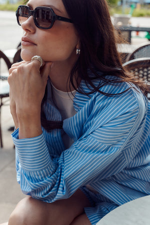 Shirt in cotton / 12 / 16 / blue stripes