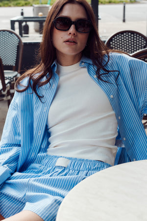 Shirt in cotton / 12 / 16 / blue stripes