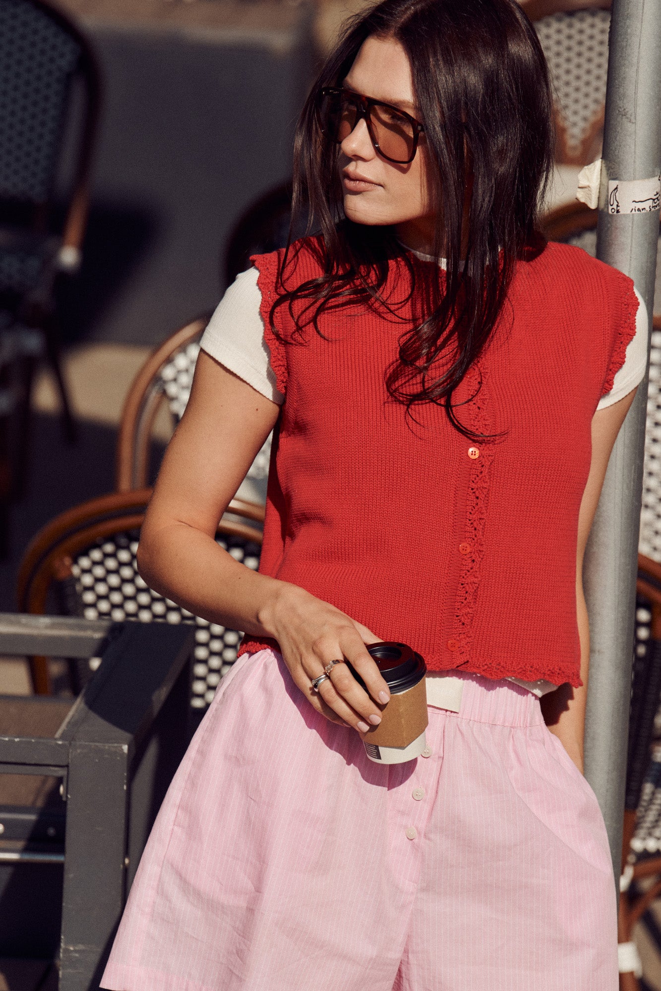 Vest in organic cotton / 22 / 01 / strawberry glaze