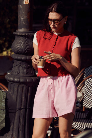 Vest in organic cotton / 22 / 01 / strawberry glaze