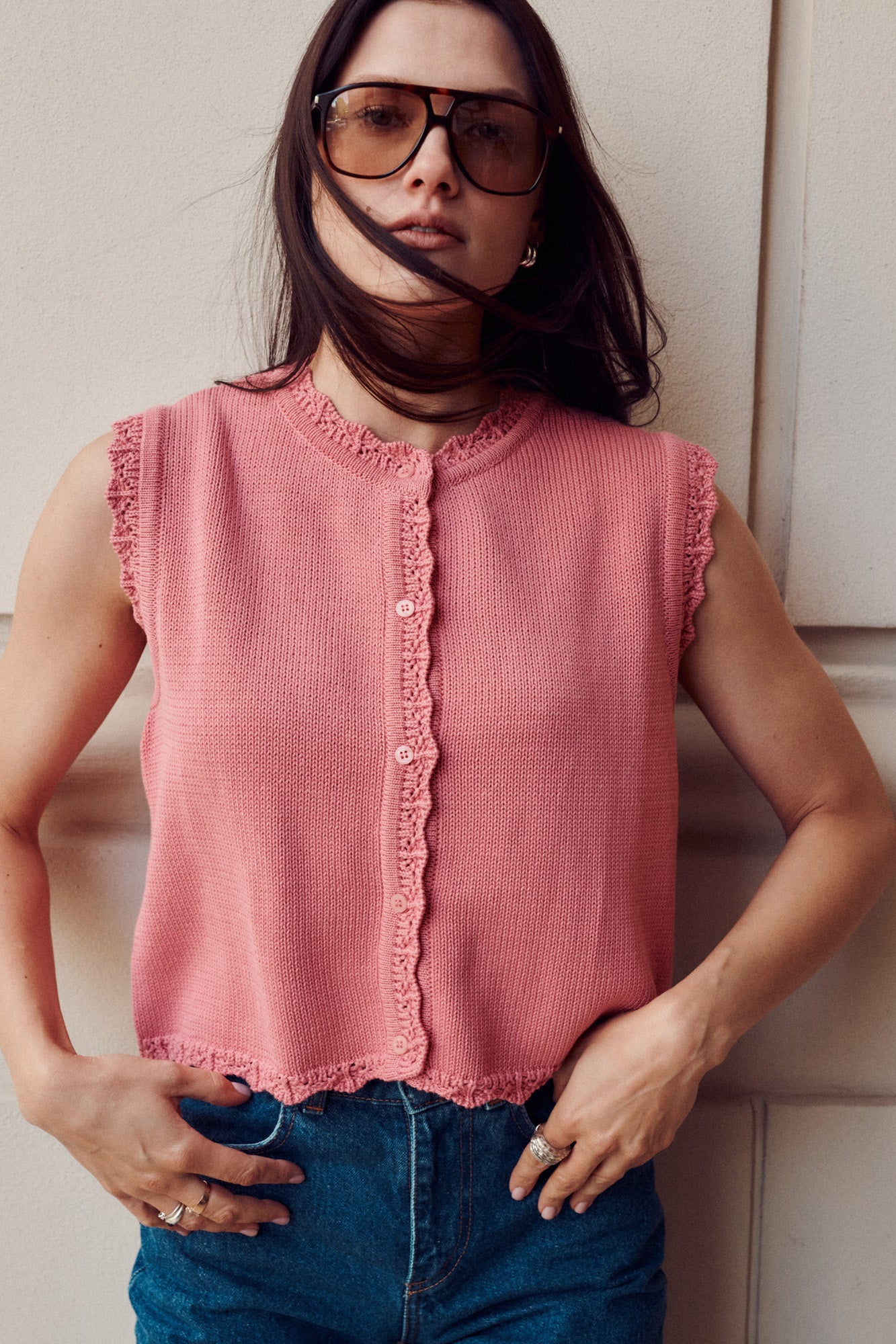 Vest in organic cotton / 22 / 01 / raspberry pink