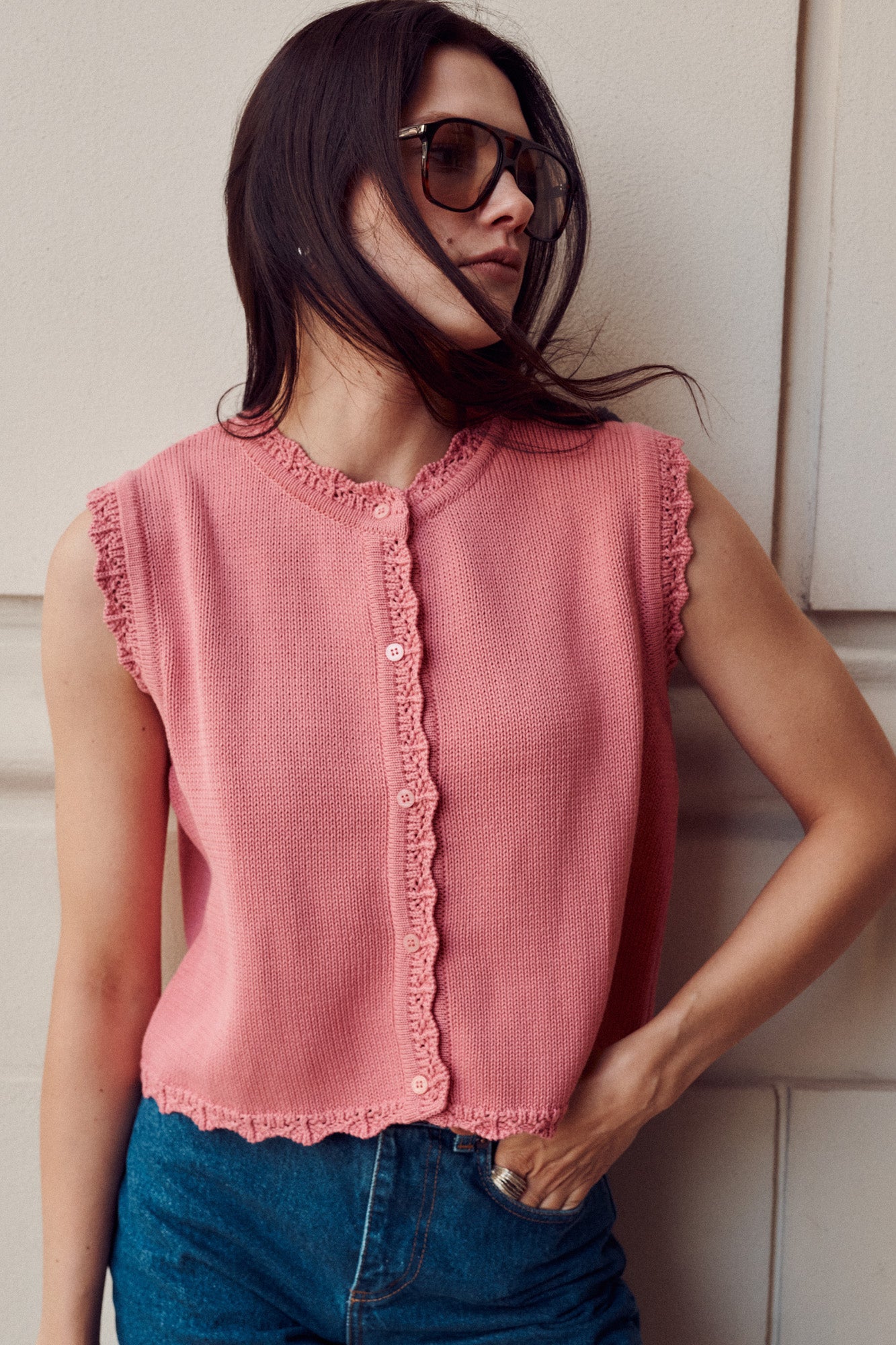 Vest in organic cotton / 22 / 01 / raspberry pink