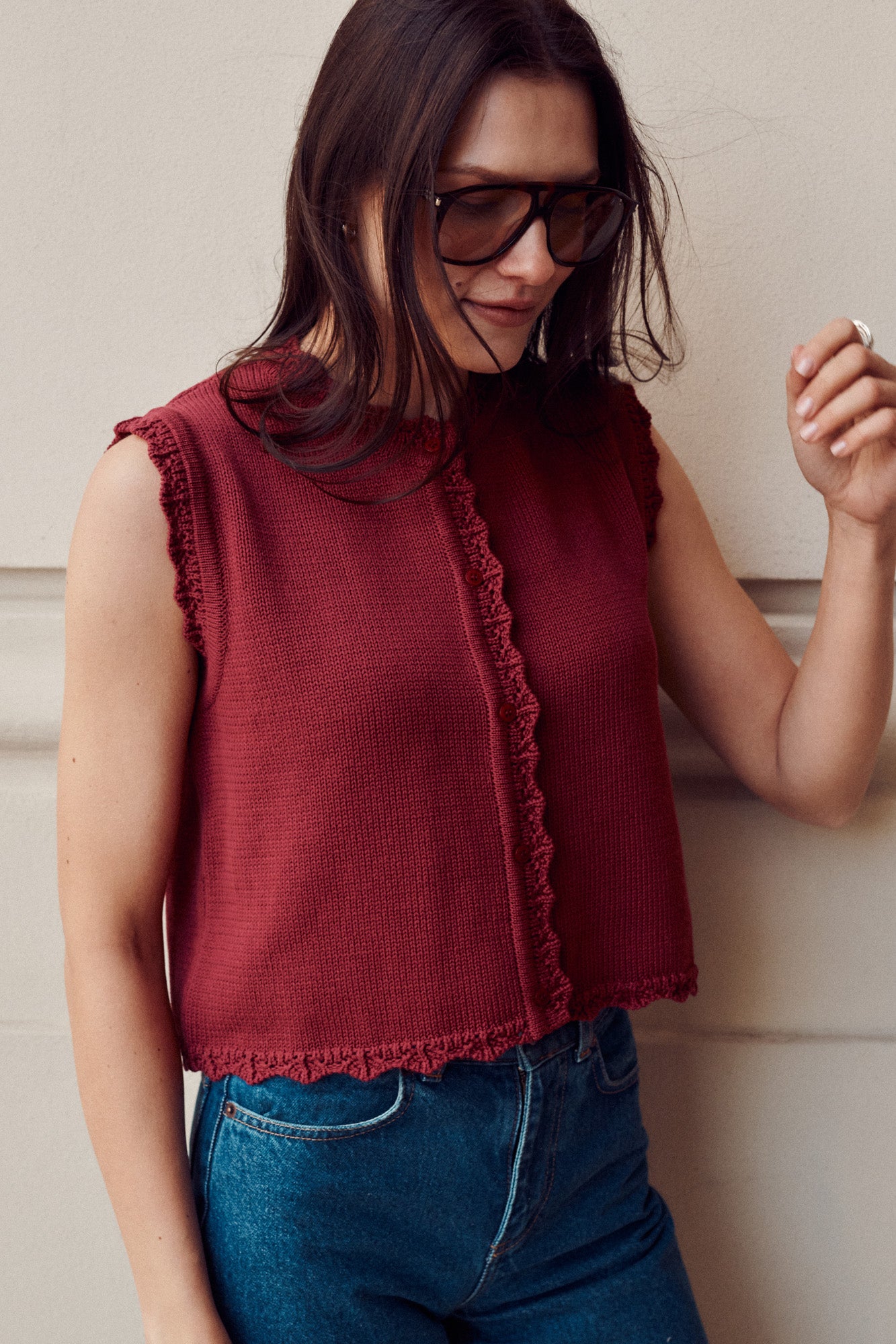Vest in organic cotton / 22 / 01 / dark raspberry
