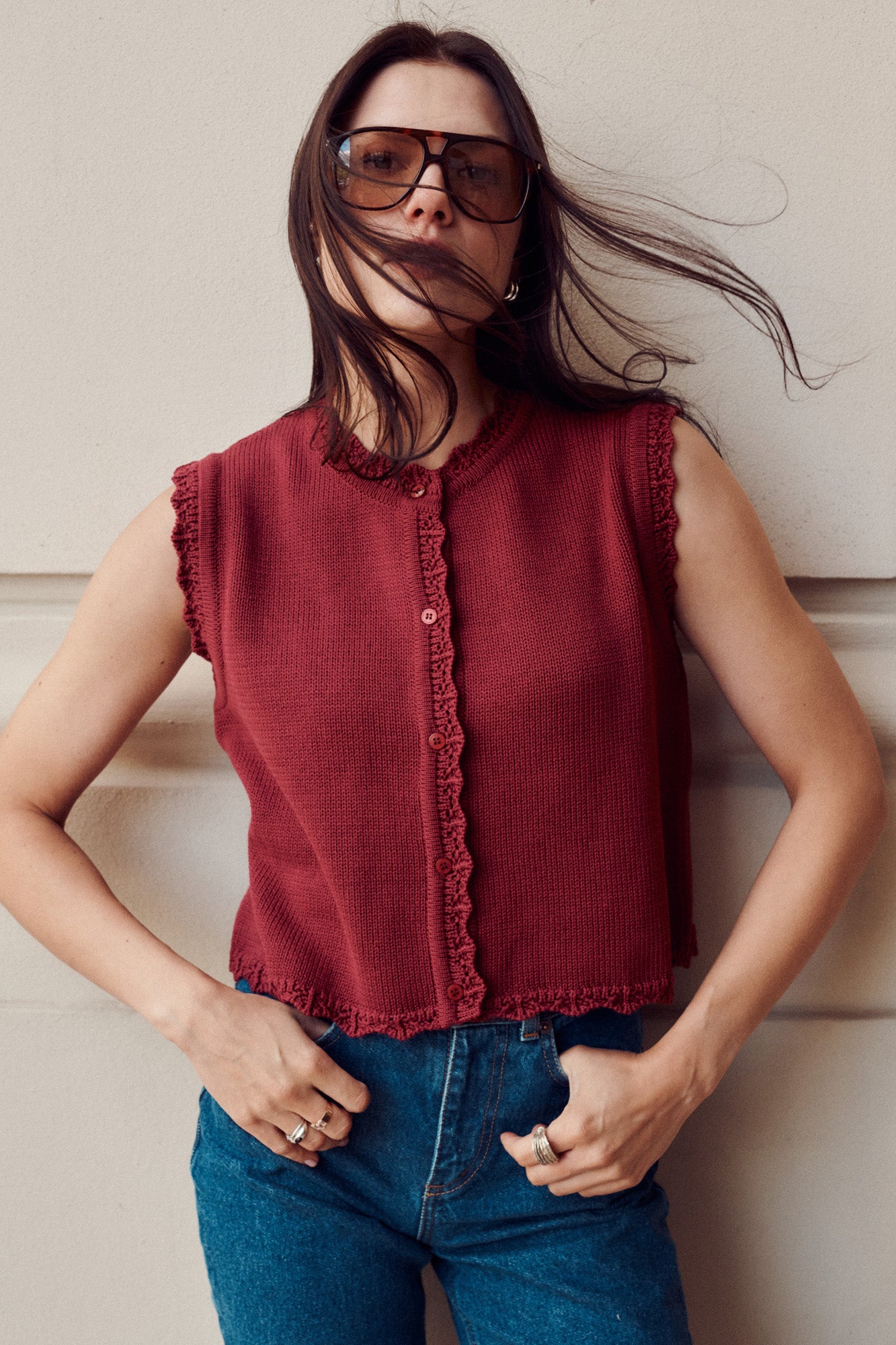 Vest in organic cotton / 22 / 01 / dark raspberry