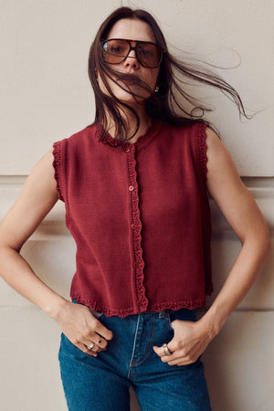 Vest in organic cotton / 22 / 01 / dark raspberry