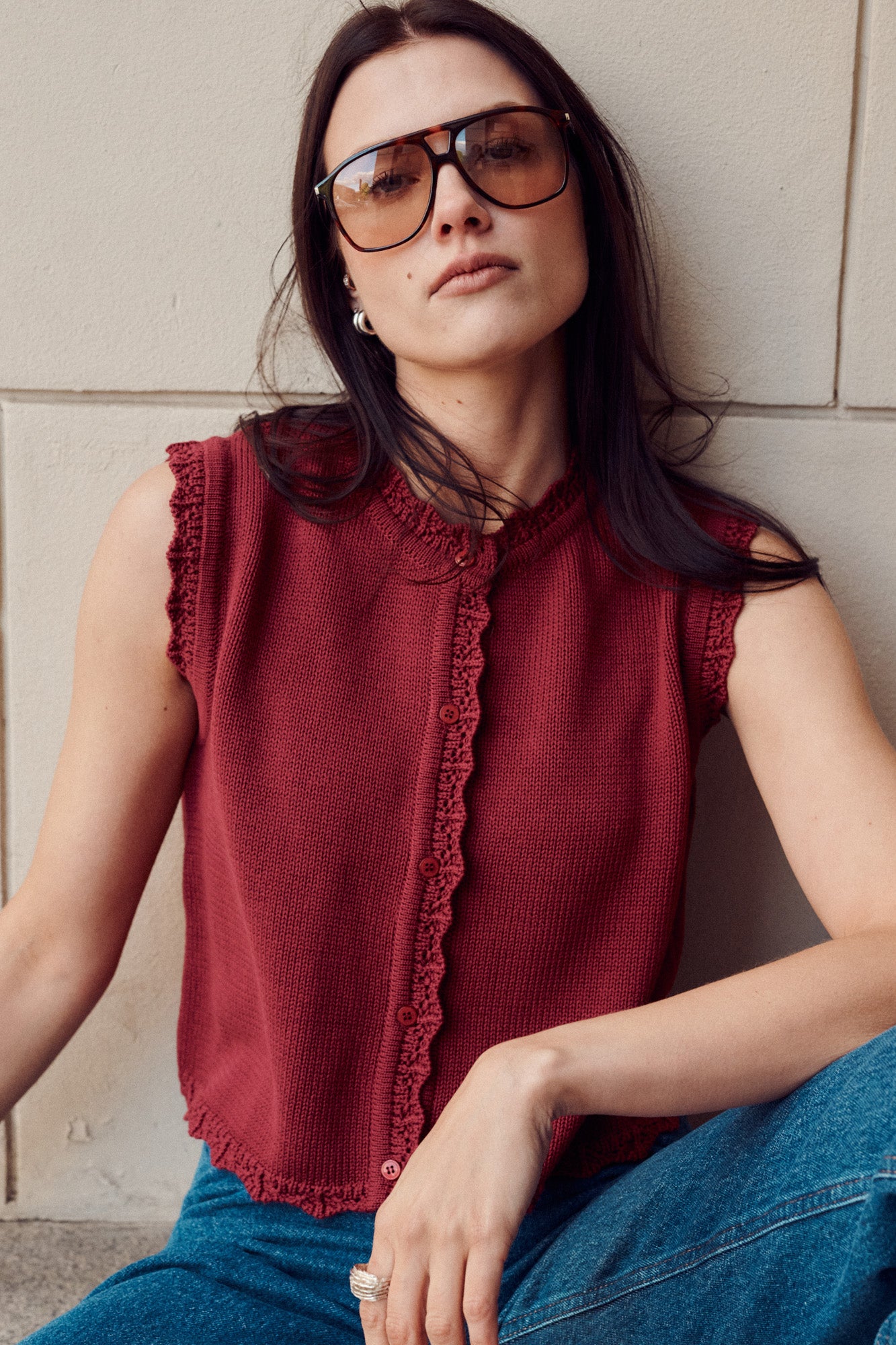 Vest in organic cotton / 22 / 01 / dark raspberry