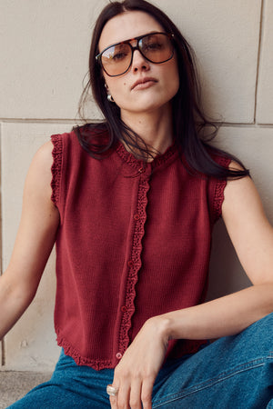 Vest in organic cotton / 22 / 01 / dark raspberry