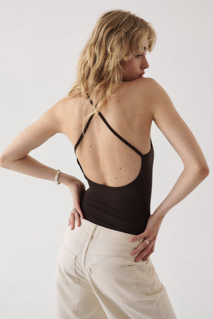Bodysuit in viscose / 01 / 43 / ebony wood