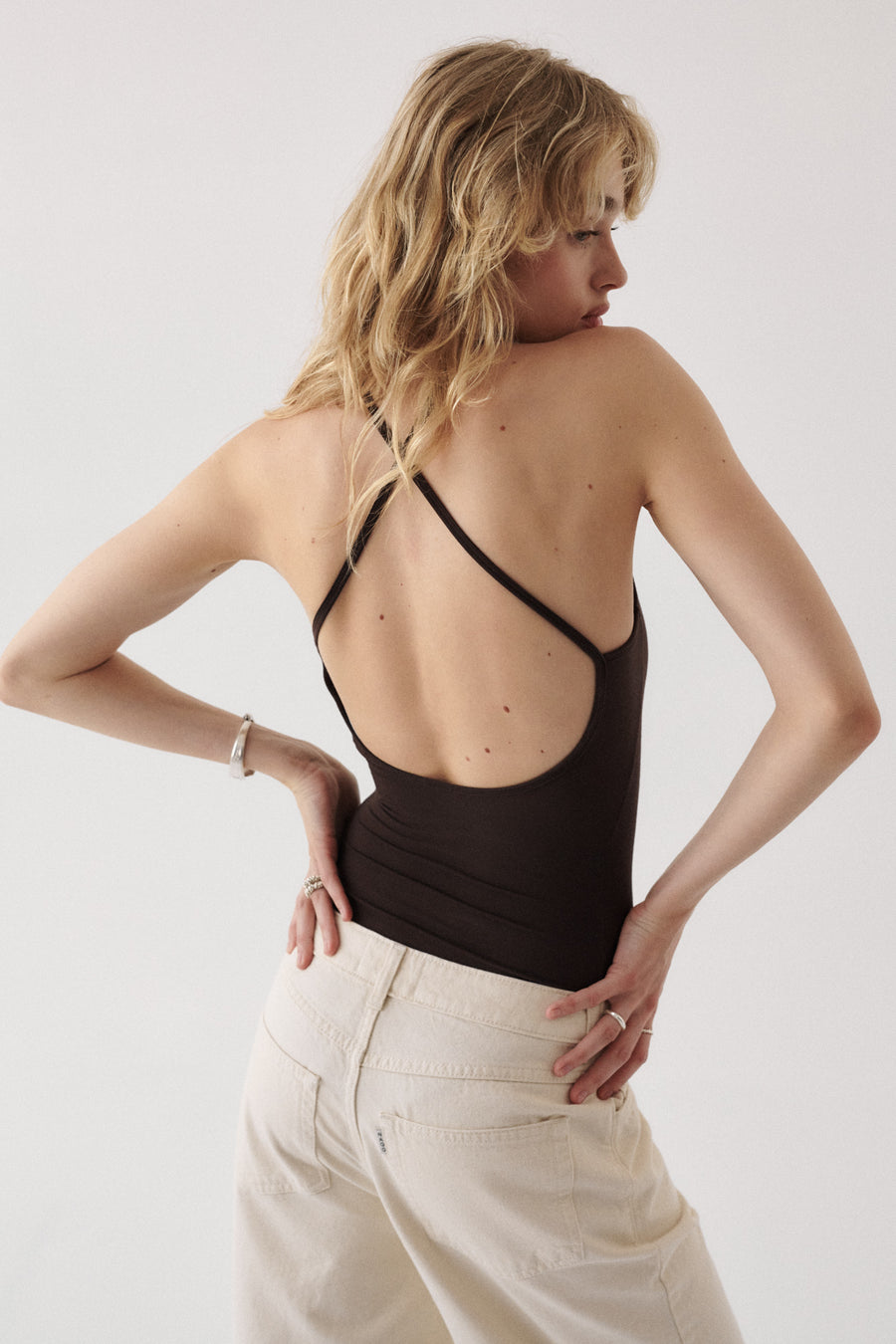 Bodysuit in viscose / 01 / 43 / ebony wood