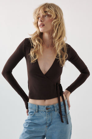 Longsleeve in viscose / 14 / 28 / ebony wood