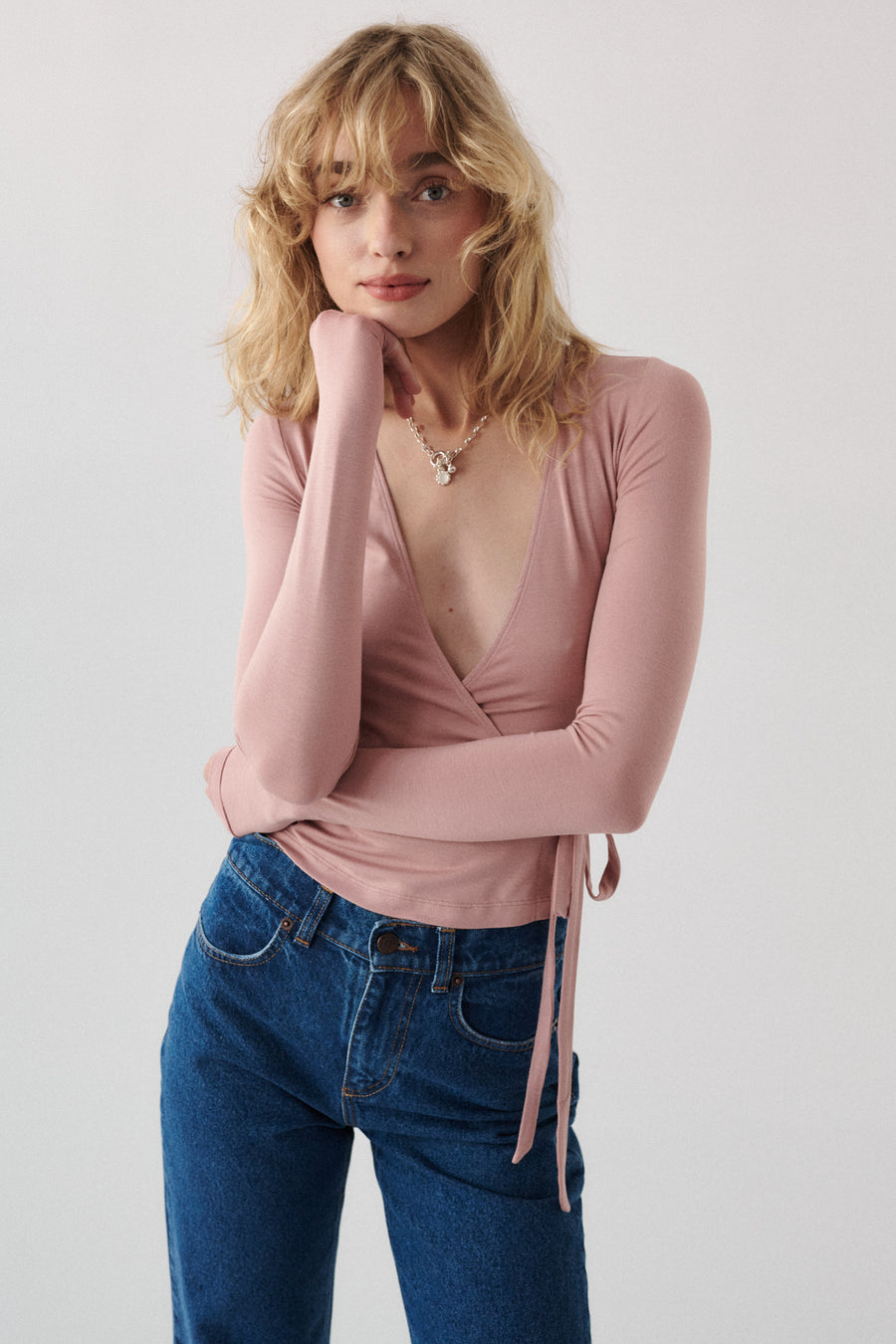Longsleeve in viscose / 14 / 28 / dusty rose