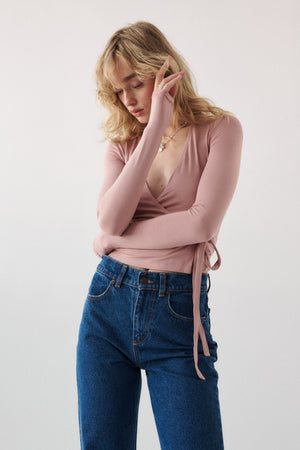 Longsleeve in viscose / 14 / 28 / dusty rose