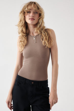 Bodysuit in viscose / 01 / 43 / mocha coffee