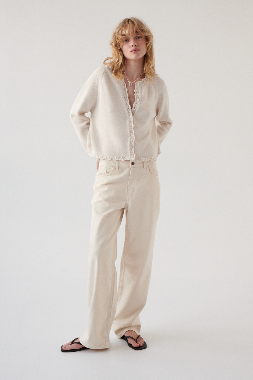 Cardigan in organic cotton / 16 / 18 / cream white