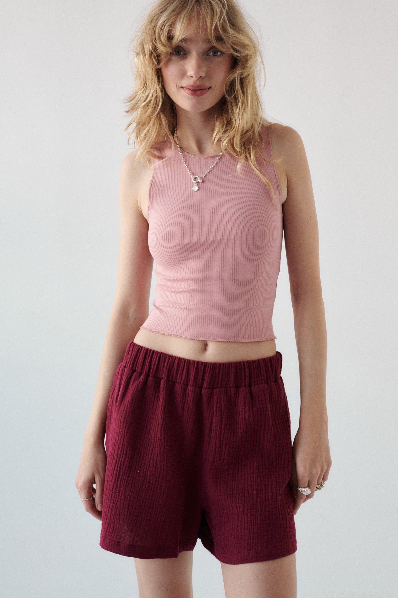 Muslin shorts / 09 / 08 / dark raspberry