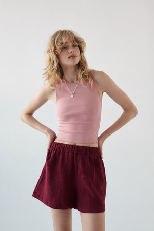Muslin shorts / 09 / 08 / dark raspberry