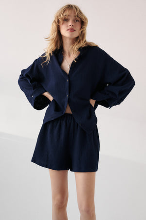 Muslin shorts / 09 / 08 / night blue