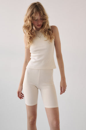 Biker shorts in cotton / 08 / 03 / vanilla cream
