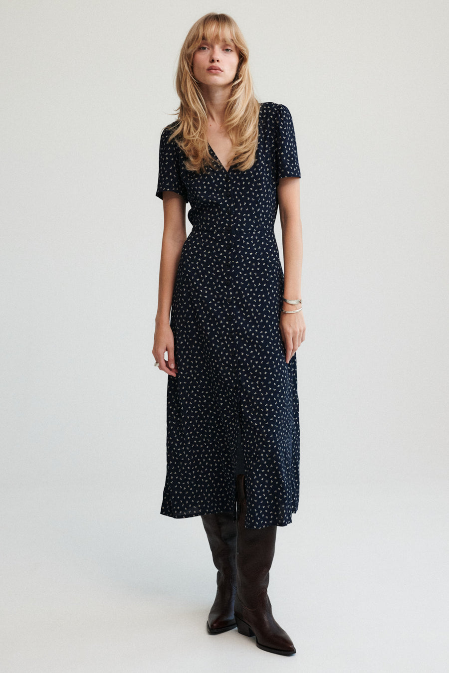 Dress in viscose / 03 / 33 / forget-me-not blue
