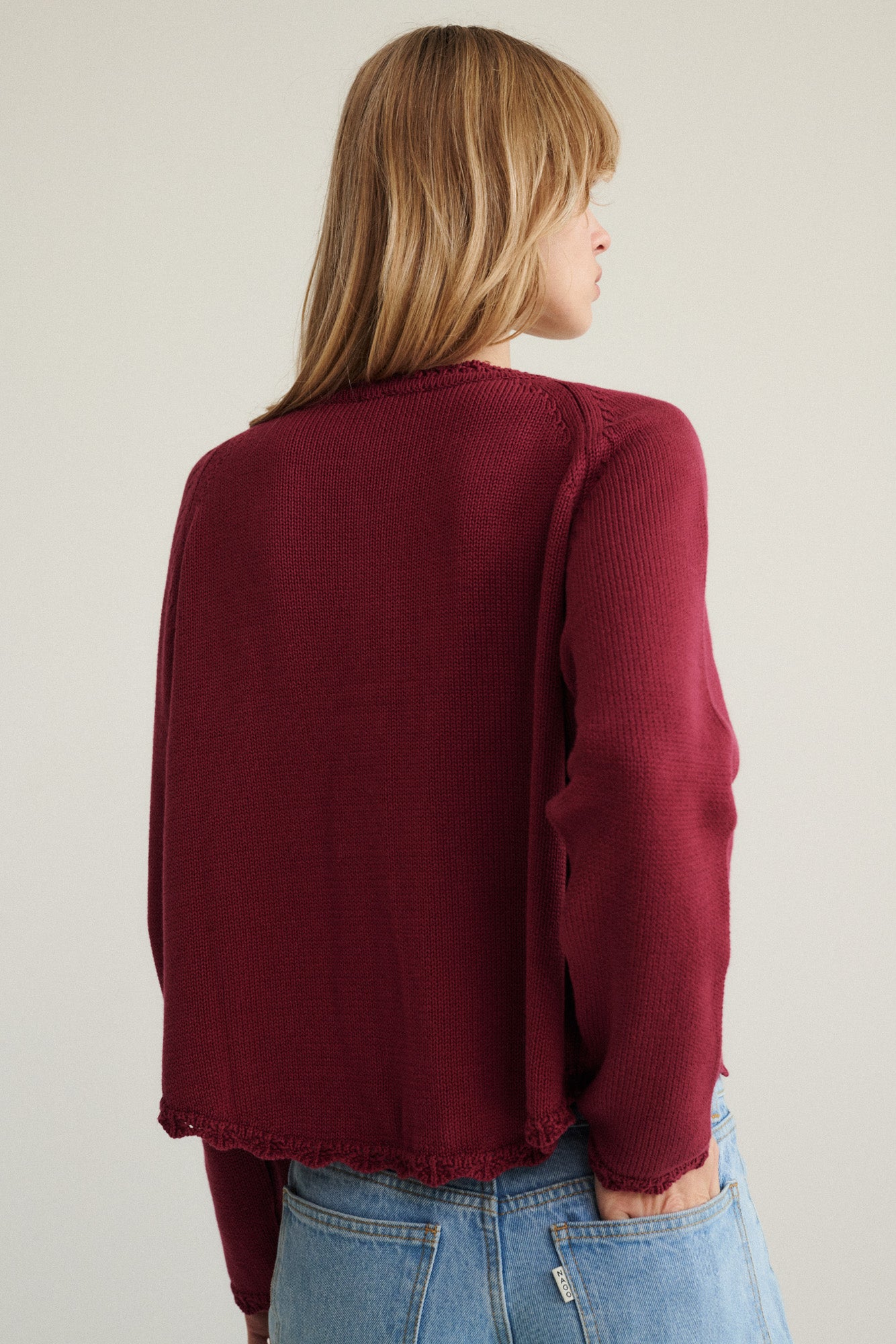 Cardigan in organic cotton / 16 / 18 / dark raspberry