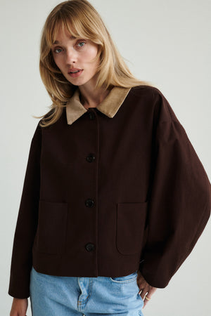 Jacket in cotton / 18 / 14 / dark chocolate