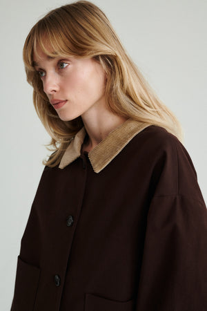Jacket in cotton / 18 / 14 / dark chocolate