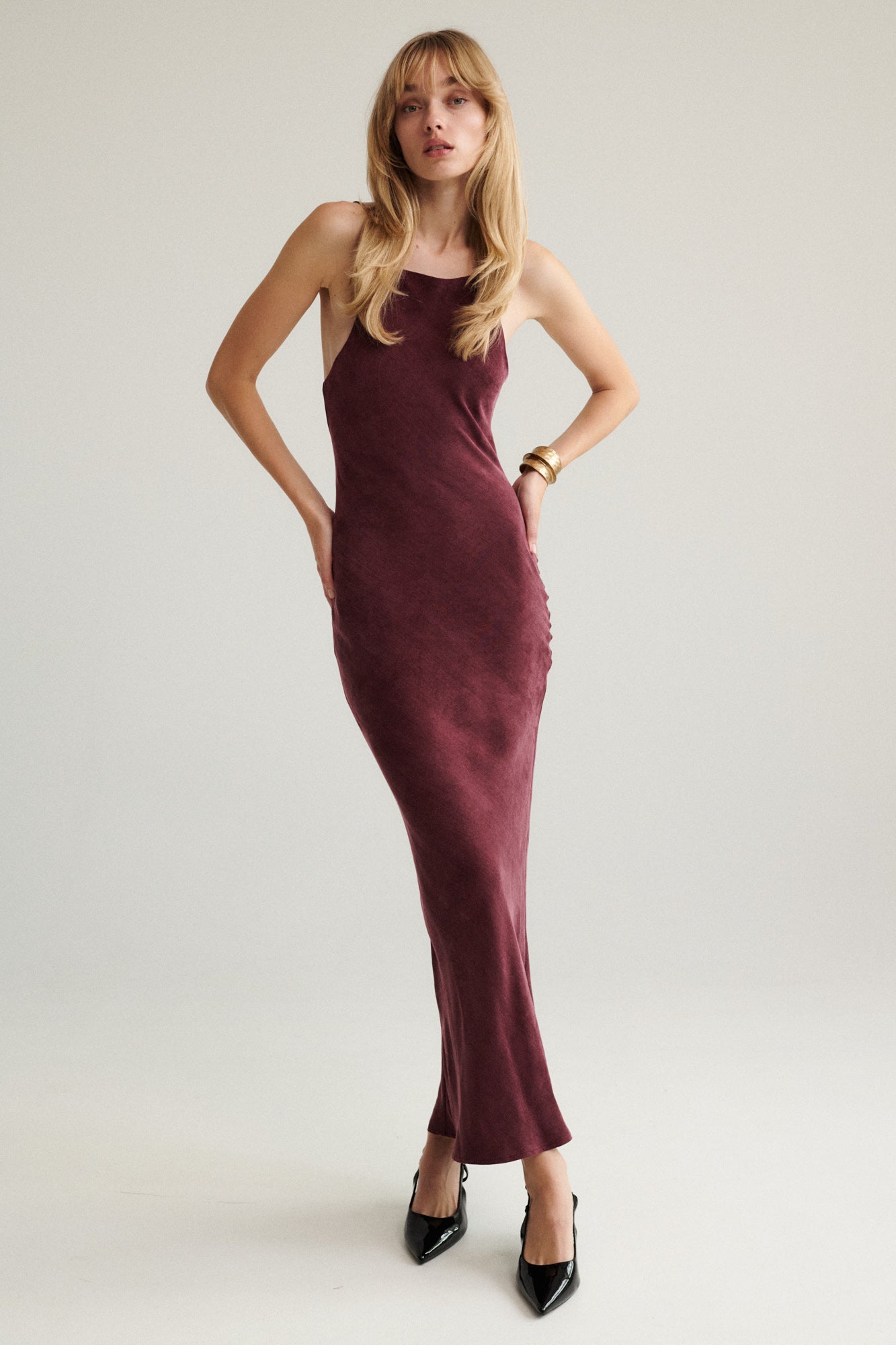 Dress in lyocell & viscose blend / 03 / 31 / dark cherry