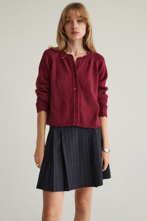 Cardigan in organic cotton / 16 / 18 / dark raspberry