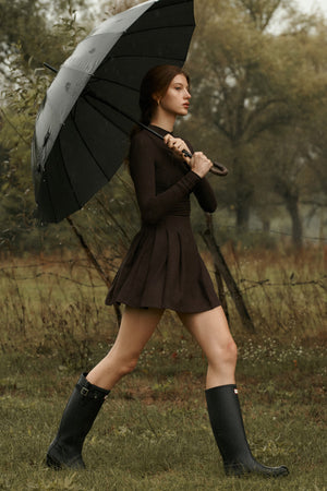 Skirt in wool & viscose blend / 07 / 21 / deep brown
