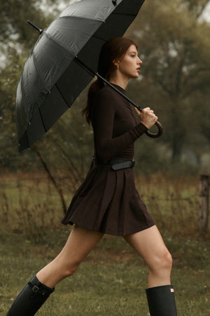 Skirt in wool & viscose blend / 07 / 21 / deep brown