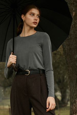 Longsleeve in cupro / 14 / 08 / light graphite