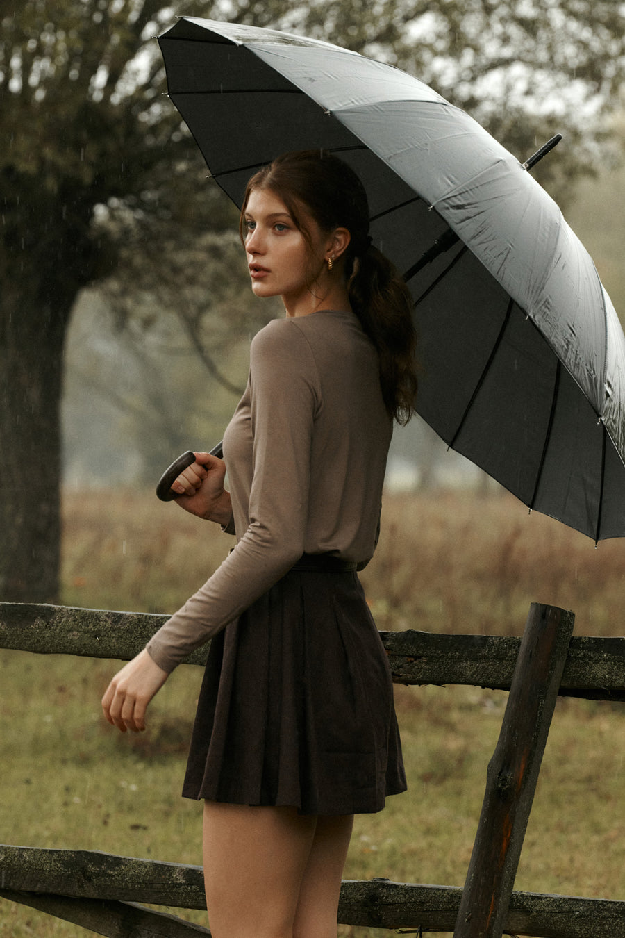 Skirt in wool & viscose blend / 07 / 21 / deep brown