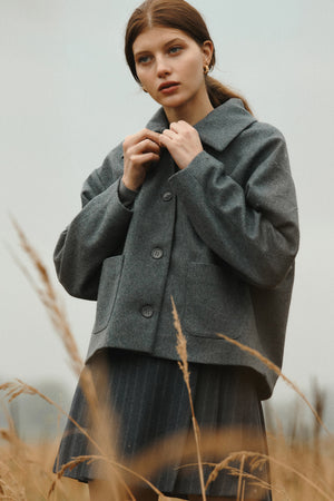 Wool blend jacket / 18 / 12 / stone grey