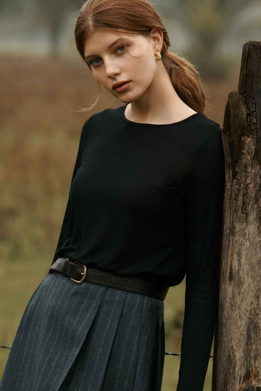 Longsleeve in viscose / 14 / 08 / onyx black