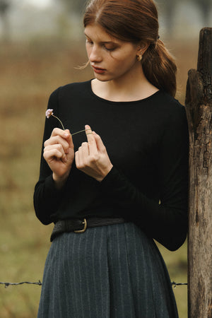 Longsleeve in viscose / 14 / 08 / onyx black