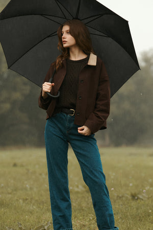Jacket in cotton / 18 / 14 / dark chocolate