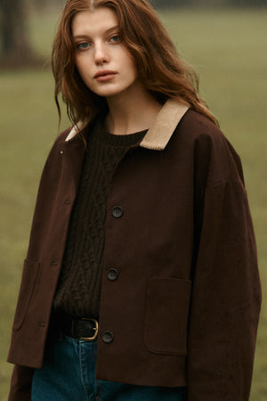 Jacket in cotton / 18 / 14 / dark chocolate