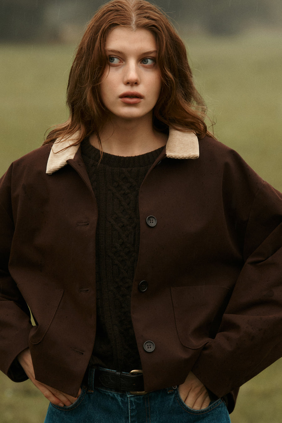 Jacket in cotton / 18 / 14 / dark chocolate