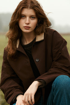 Jacket in cotton / 18 / 14 / dark chocolate
