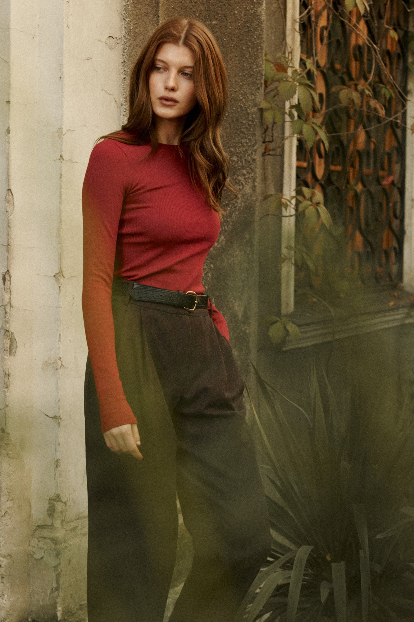 Longsleeve in organic cotton / 14 / 23 / maroon red