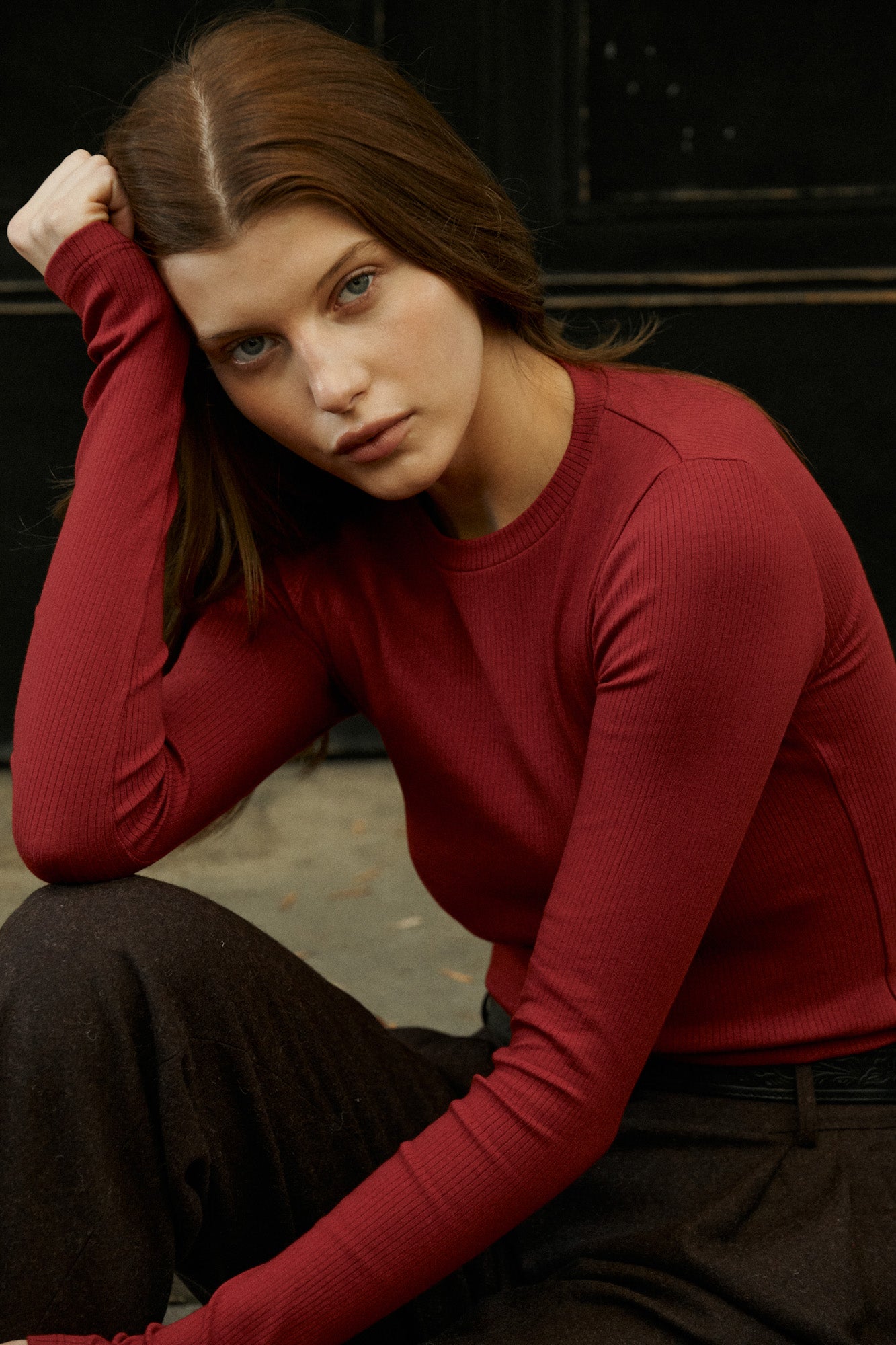 Longsleeve in organic cotton / 14 / 23 / maroon red