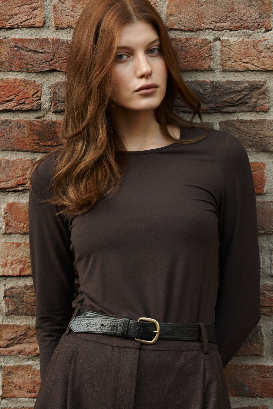 Longsleeve in viscose / 14 / 08 / ebony wood