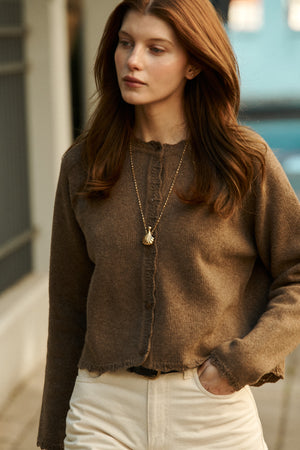 Cardigan in wool / 16 / 15 / antique brown