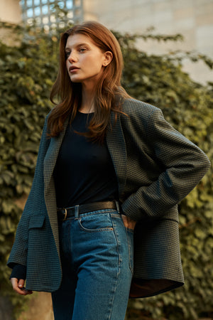Blazer in virgin wool & viscose blend / 18 / 09 / misty forest
