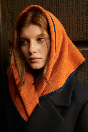 Scarf in wool / 21 / 24 / orange / navy