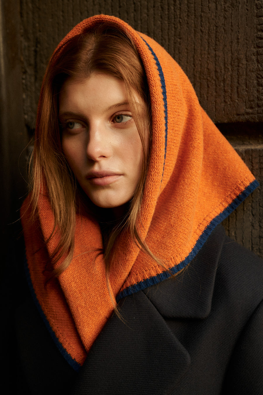 Scarf in wool / 21 / 24 / orange / navy