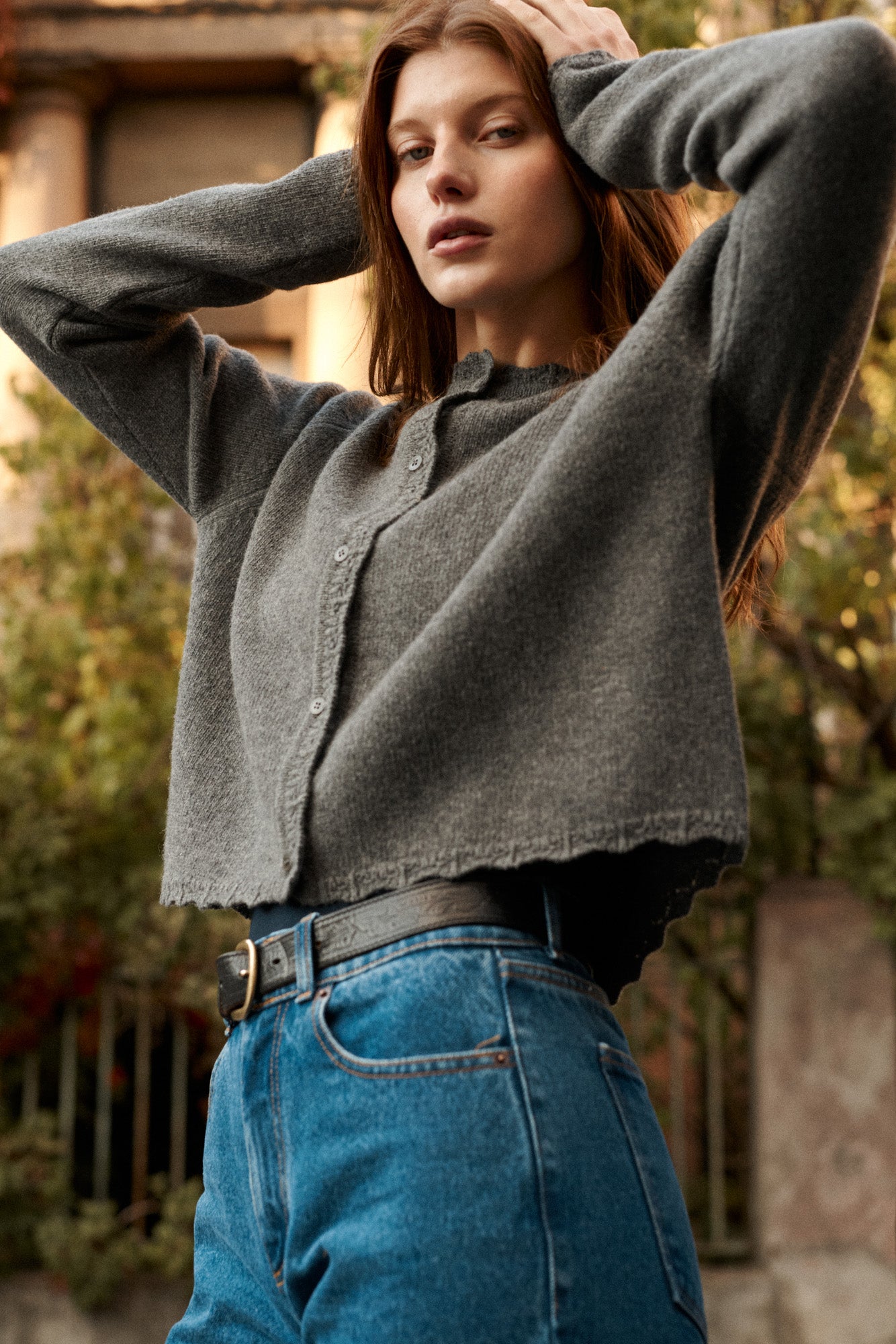 Cardigan in wool / 16 / 15 / stone grey