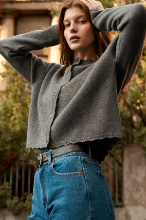 Cardigan in wool / 16 / 15 / stone grey