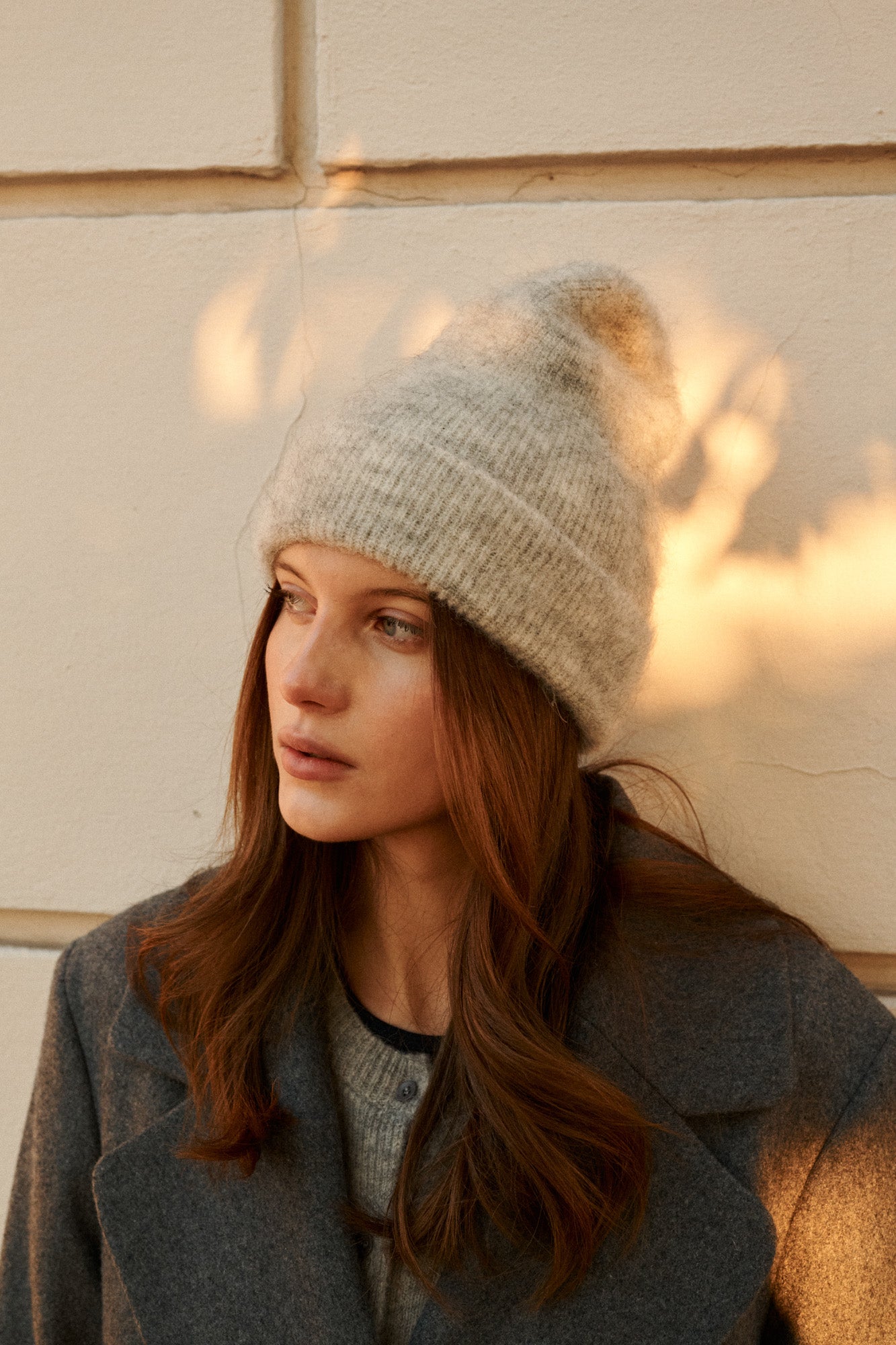 Beanie in mohair & alpaca blend / 21 / 15 / mist grey